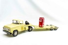 Tonka Pressed Steel State Hi-way Dept Truck W flatbed Trailer - Euclid Green