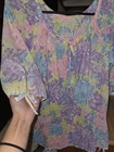 Womens Multicolor Floral V-neck Tie Front 3 4 Sleeve Polyester Knit Blouse