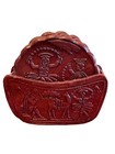 5 Vintage Leather Drink Coasters Brown Holder Peru Beautiful Decorative