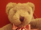 8  Russ  bear Hugs  Lavender purple Color W pink Bow  Has Hang Tag  Teddy  Clean