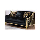 Julia Collection Modern Loveseat Living Room Couch Soft Upholstery Gold Black