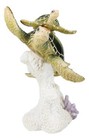 Marine Sea Turtle Mother And Hatchlings Swimming Over Ocean Reef Corals Statue