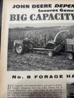 1958 John Deere Forage Chopper Ad Antique Tractor Model 420 430 520 530 620 630