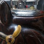 Horse Head Figural Table Lighter - Black   Brown Animal Theme Collectible