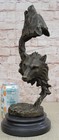 Bronze Sculpture Art Deco Howling Wolf Wolves Hot Cast Quality Figurine Gift Nr