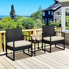 3 Pieces Rattan Bistro Set  Outdoor Wicker Patio Modern Conversation Furniture 