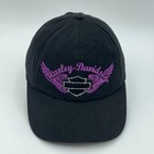 Harley Davidson Womens Black Baseball Cap Purple Wings Rhinestone Logo
