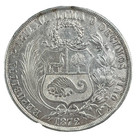 Un Sol 1872 Y j Peru   900 Silver Km  196 3 Ms     Uncirculated Coin  2