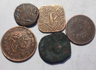 Vintage India Ips - Chola  Kushan  Gwalior  Hyderabad - 5 Rare Old Coins Lot