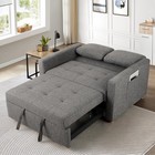 Convertible Sofa Bed  Linen Fabric Sleeper Couch Pull Out Bed 3-in-1 Loveseat