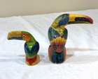 Small Vintage Hand-carved And Hand-painted Balsa Wood Toucan Figurines Wooden