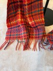 Vibrant Plaid Fringe Scarf In Red  Green   Orange 100  Cashmere