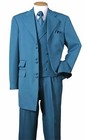 New Men s High Fashion Zoot Suit With Vest Two Side Vents 35  Length Turquoise 