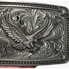 Western Style Eagle Belt Buckle  Detailed Engraved Silver Tone Metal