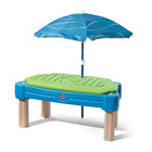 Blue Plastic Sandbox And Water Table For Toddlers With Cover And Umbrella