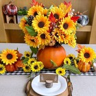 6 Pcs Artificial Sunflower Bushes 11 8  Tall Yellow Silk Sunflowers Stems Sun   
