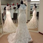 Elegant Mermaid Wedding Dresses Lace Applique Halter Neck Sleeveless Bridal Gown