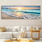 Panoramic Breathtaking View Sunset   Waves Canvas Wall Art Home Decor