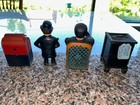       4  Vintage Cast Iron Penny Coin Bank Policeman Us Mailbox Vault Sitting Man