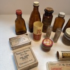 Vintage Lot Of Pharmacy Medicine Bottles  Boxes   Tin  Pharmacy Advertising