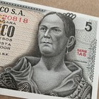 1972 Cinco  5  Mexico Pesos Foreign Banknote Unc Mexican Currency Mar  a Josefa