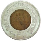 1925 Encased Lincoln Wheat Cent H w  Elmore   Company Investments Lucky Token