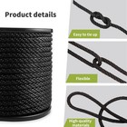 3 8 200   Black Polyester Solid Braid Rope Outdoor Mooring Rope