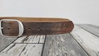 Vintage Lucky Brand Y2k 90s Leather Embossed Brown Belt Silver Buckle Men Sz 32