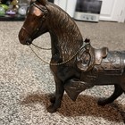 Vintage 1950 s Pot Metal Horse Standing Figurine Statue 8 5  X 12  Bronze Tone 2