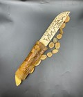 Vintage Chukchi Souvenir     Inuit Letter Opener With Eskimo Hunter Print  Yupik 