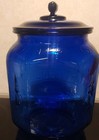 Vintage Large 13  Planters Mr Peanut 5 Cents Cobalt Blue Glass Jar W Lid Euc