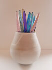 Sheer   lucite  Candlesticks Flakes 10 Inch 6 Inch Pair Handmade Assorted Colors