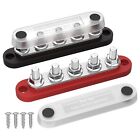 2x 5 Terminal Power Block Bus Bar   Cover 12v Distribution Bus Bar Auto Boat