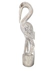 20    Heron Whitewashed Hand Carved Wood Tropical Sculpture Bird Decor Tiki Bar