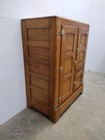 Antique Oak Icebox With Three Doors And Brass Hardware