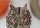 Vintage Mcm Handmade Stoneware Ceramic Pottery Art Owl Bank Statue Signed
