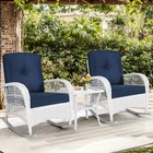 3 Pieces Patio Furniture Set Outdoor Rattan Rocking Bistro Set With Coffee Table