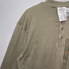Rasco Fr Men   s Khaki Long Sleeve Pocket Henley Shirt Size L 100  Cotton Knit