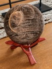 5    Black Moonstone Feldspar Crystal Sphere Ball 127mm Polished Orb W stand