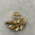 Swan Rhinestone Brooch Pin Blue Aqua Crystal Gold Tone Bird Animal New Accessory