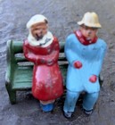 Vintage Barclay Manoil Lead Toy Figurine O Gauge Man Woman Bench Pre-war 1930