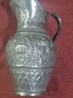 Vintage Tinned Copper Persian Or Turkish Decorated Ewer Pitcher
