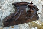 Antique French Wood Carved Pediment  Architectural Salvage Over Door-wall Decor