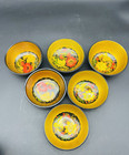  6 Vintage Khokhloma Hand Painted Wooden Russian Folk Art Bowls Black Red 