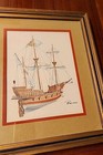 Vintage Lot Of 2 Barone Carrack Gallon Sailing Ships Gilded 1960   s  Signed Mcm