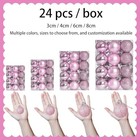 24 Count Mini Ornaments For Mini Christmas Tree  Small 1 2 Inch Pink