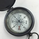 Nautical Captain s Brass Pocket Compass W  Lid 1 75  Antique Fluer  Chart Course