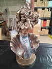 Bronze Tone Mermaid Figurine Clamshell Ocean Fantasy Decor