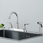 Brushed Nickel Kitchen Faucet 2handle 4 Hole Sink Mixer Faucet With Side Sprayer
