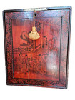 Late 19th Century Antique Chinese Red Lacquer Scholar s Cabinet 19  High
